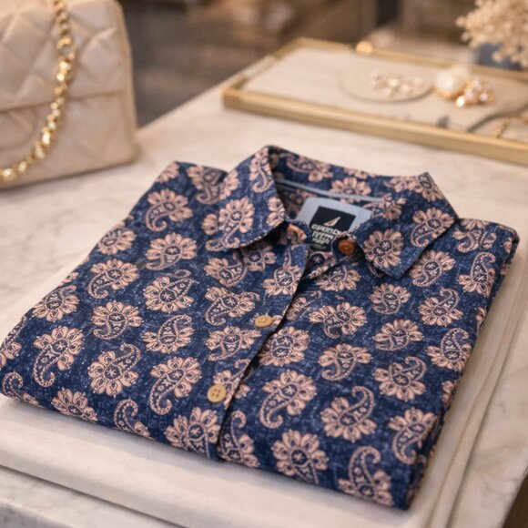 Nautica Blue & Pink Paisley Sleeveless Button Down Blouse - Size S - NWT - Picture 4 of 7